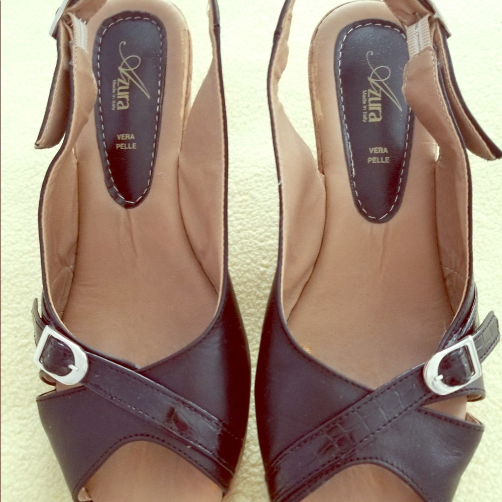 Black leather heels